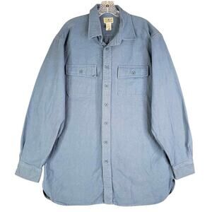 LL Bean Shirt Chamois Men’s Long Sleeve Blue Button Down Size Large L Tall